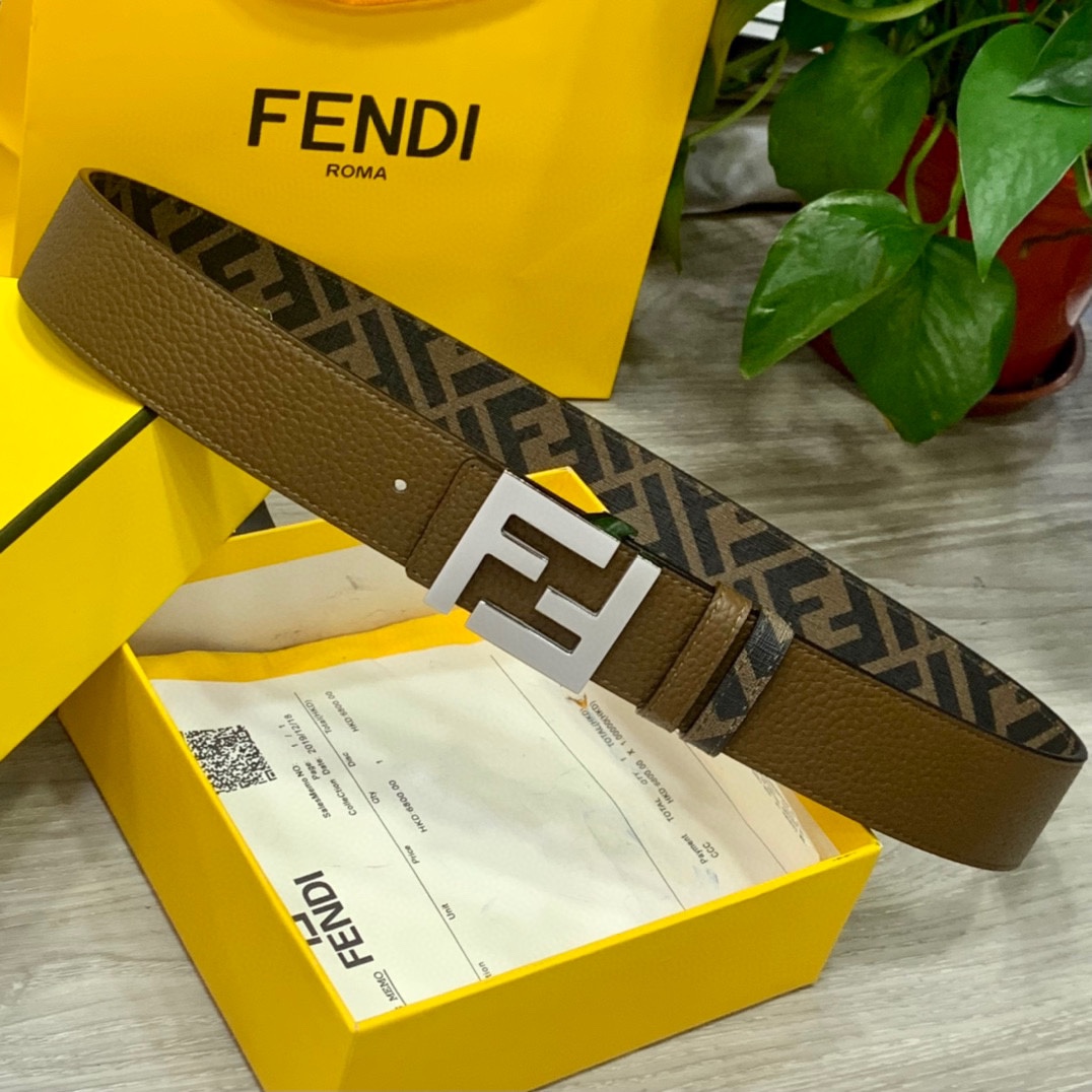 FENDI芬迪专柜同款双环正反用腰带