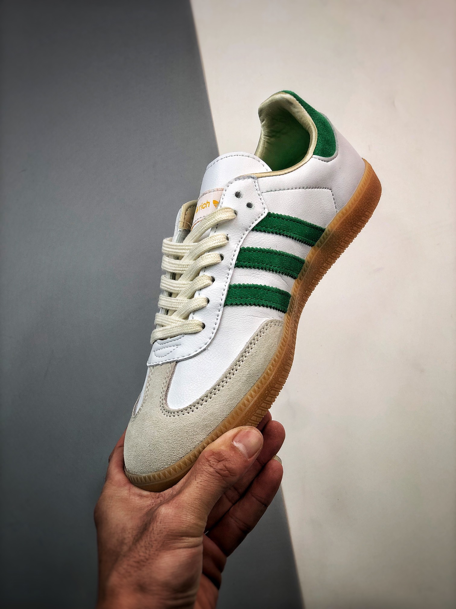 SPORTY & RICH x Adidas Originals Samba OG white green gray joint Samba training shoes HQ6075