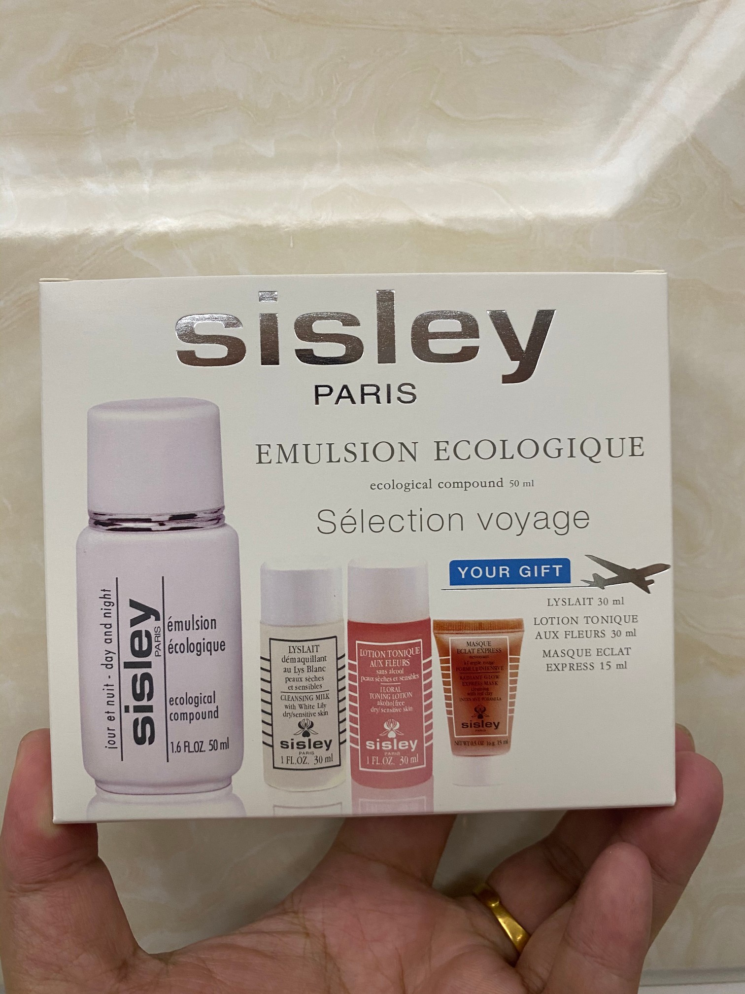 Set de muestras de avión de Sisley! Incluye: Emulsión全能 50ML, Agua Floral 30ML, Leche Limpiadora de Lirio 30ML, Mascari…