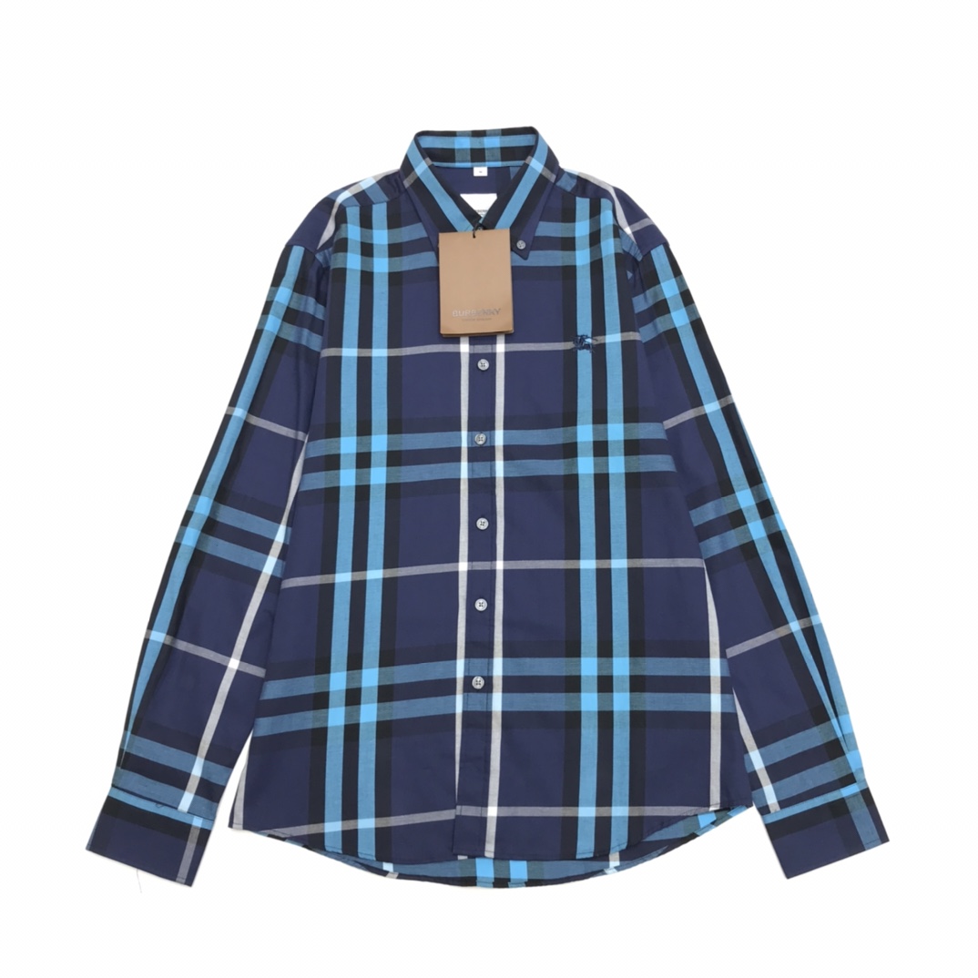 Luxury Blue Burberry Shirt with High-Density Fabric and Laser-Cut Details - 图片 3