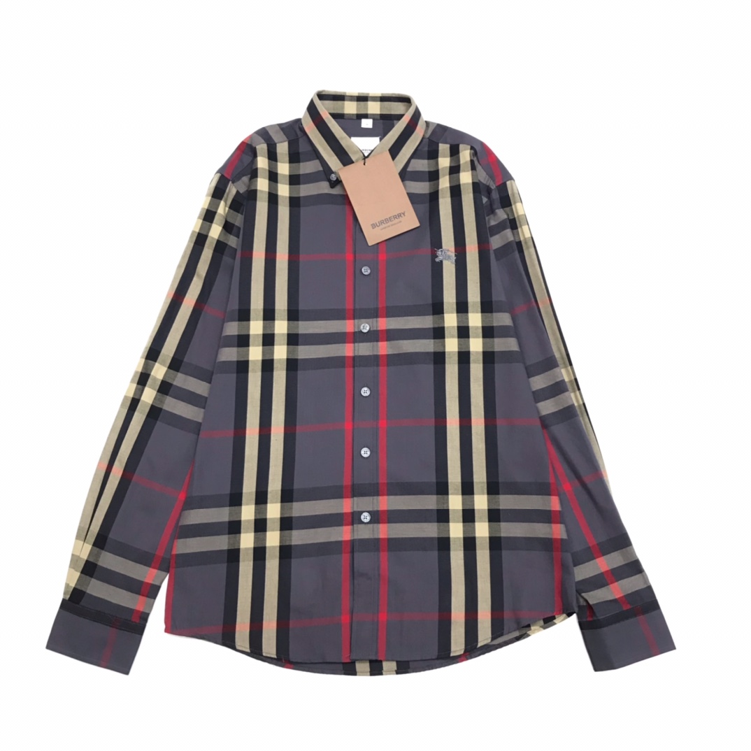 Luxury Blue Long-Sleeve Shirt with Premium Features: Pablo x Burberry Collaboration, Laser-Cut Details - 图片 3