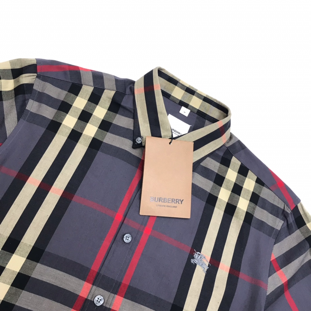 Luxury Blue Long-Sleeve Shirt with Premium Features: Pablo x Burberry Collaboration, Laser-Cut Details - 图片 4