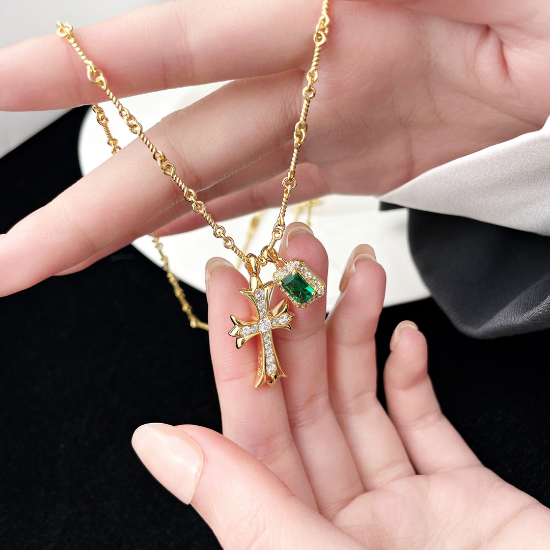 Chrome Hearts Jewelry Necklaces & Pendants Green Set With Diamonds Vintage