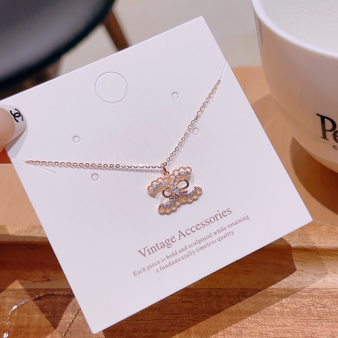 インスタ風アレルギー対応シルバーネックレスゴールド バレンタインデー