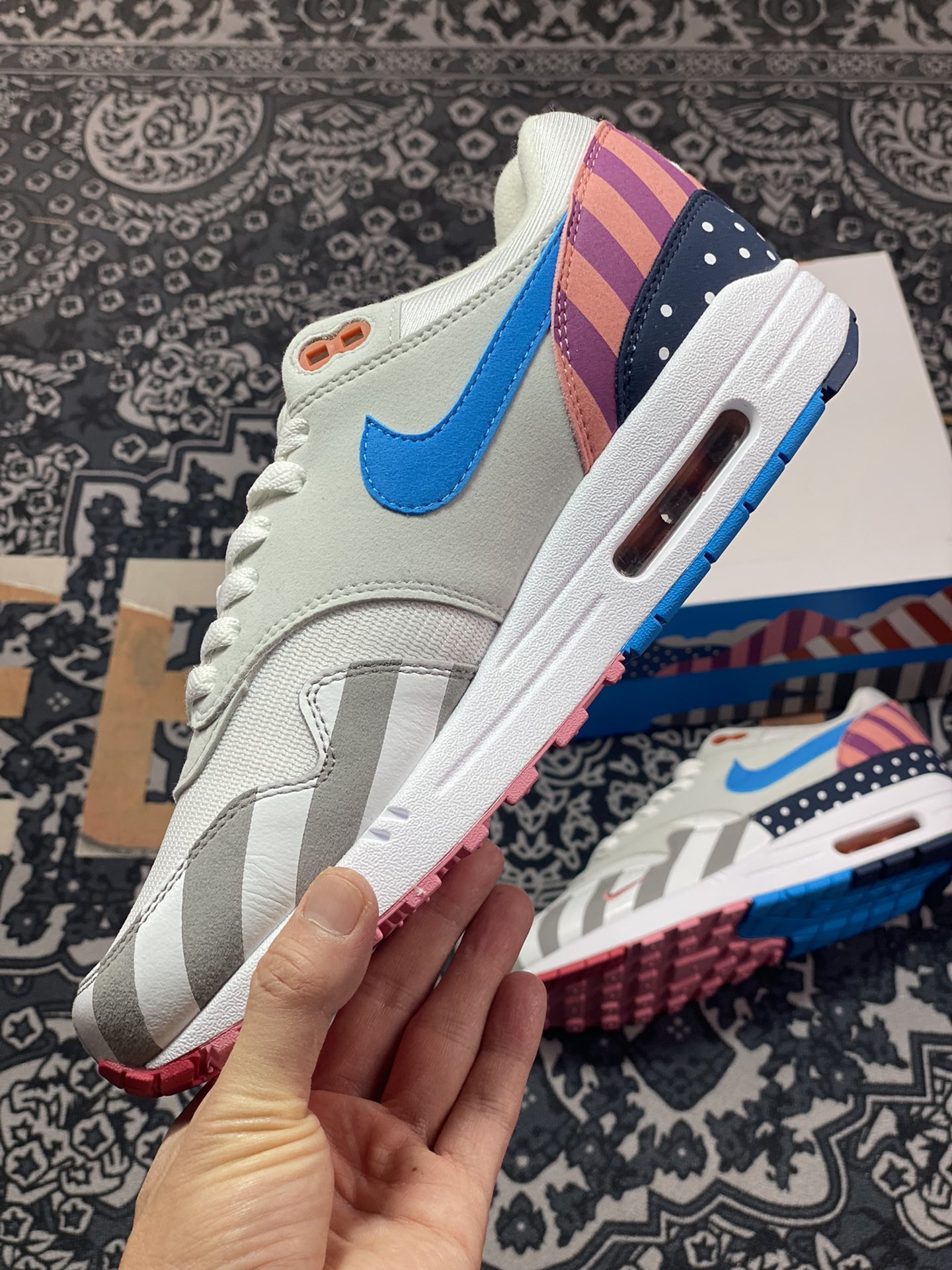 Piet Parra x Nike Air Max 1 White Multi retro air cushion all-match jogging shoes AT3057-100