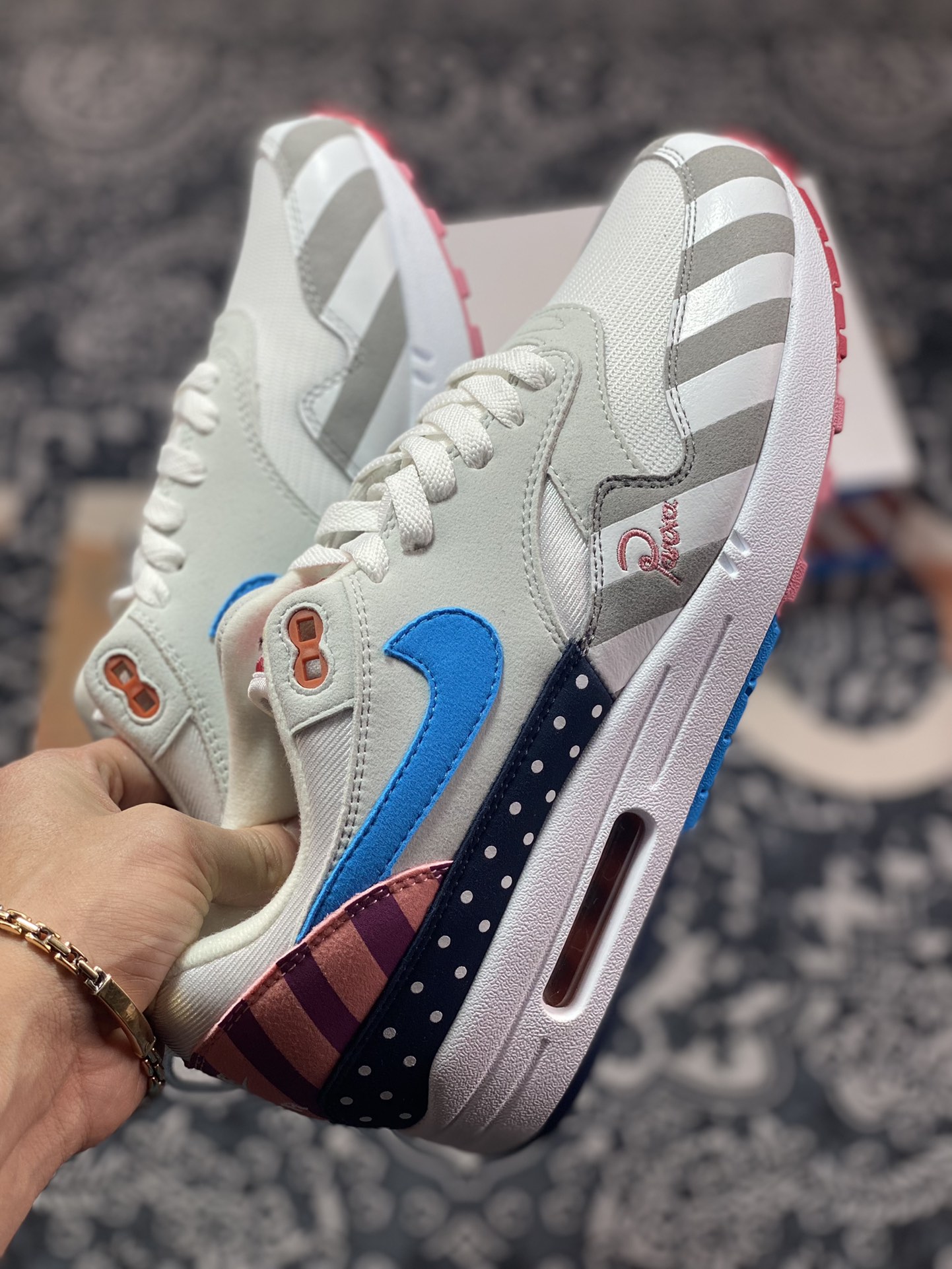 Piet Parra x Nike Air Max 1 White Multi retro air cushion all-match jogging shoes AT3057-100