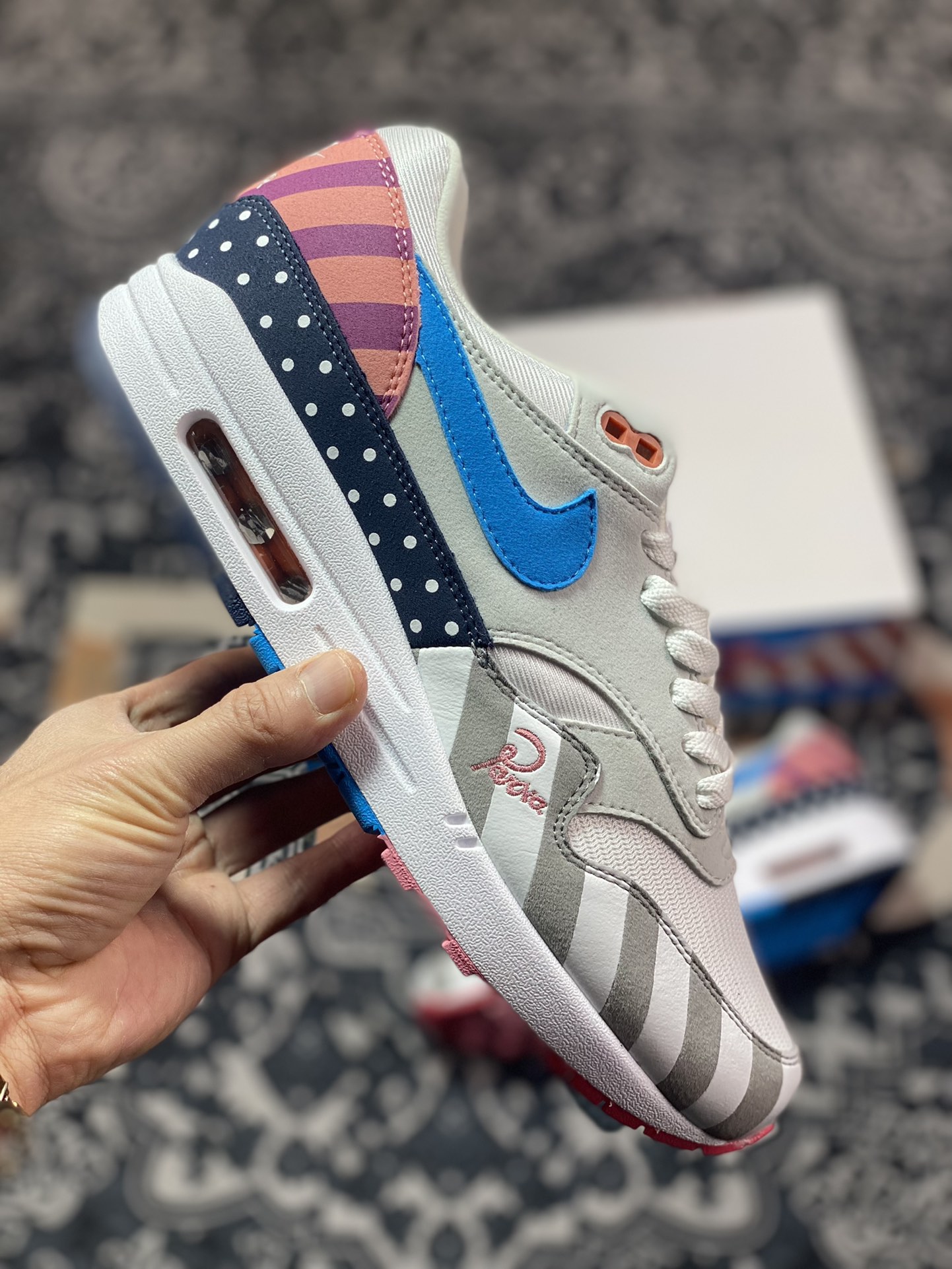 Piet Parra x Nike Air Max 1 White Multi retro air cushion all-match jogging shoes AT3057-100