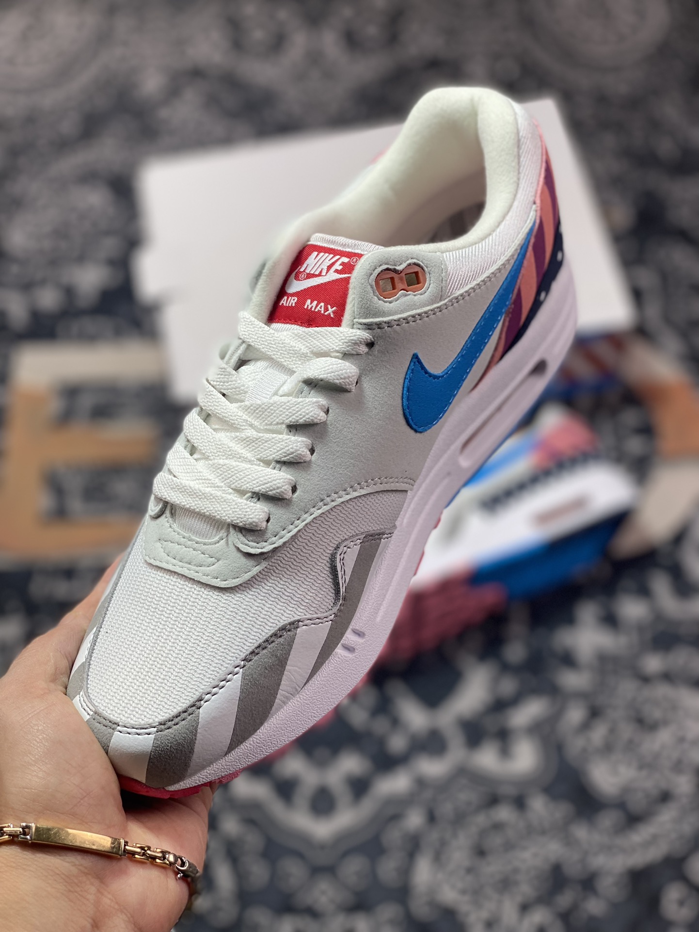 Piet Parra x Nike Air Max 1 White Multi retro air cushion all-match jogging shoes AT3057-100