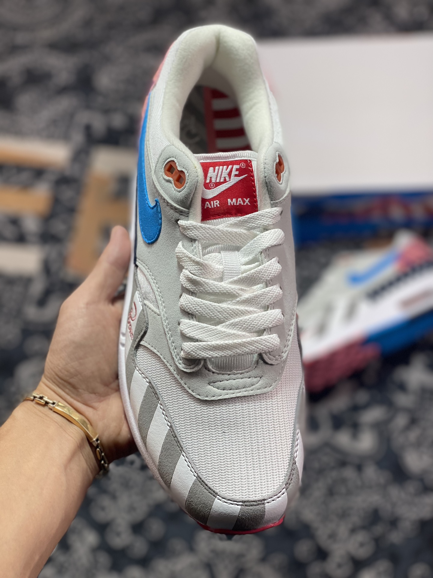 Piet Parra x Nike Air Max 1 White Multi retro air cushion all-match jogging shoes AT3057-100