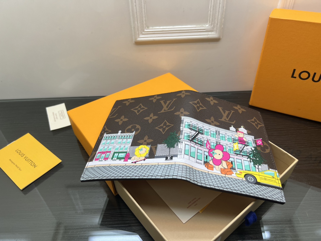 Classic leather passport holder interior detail