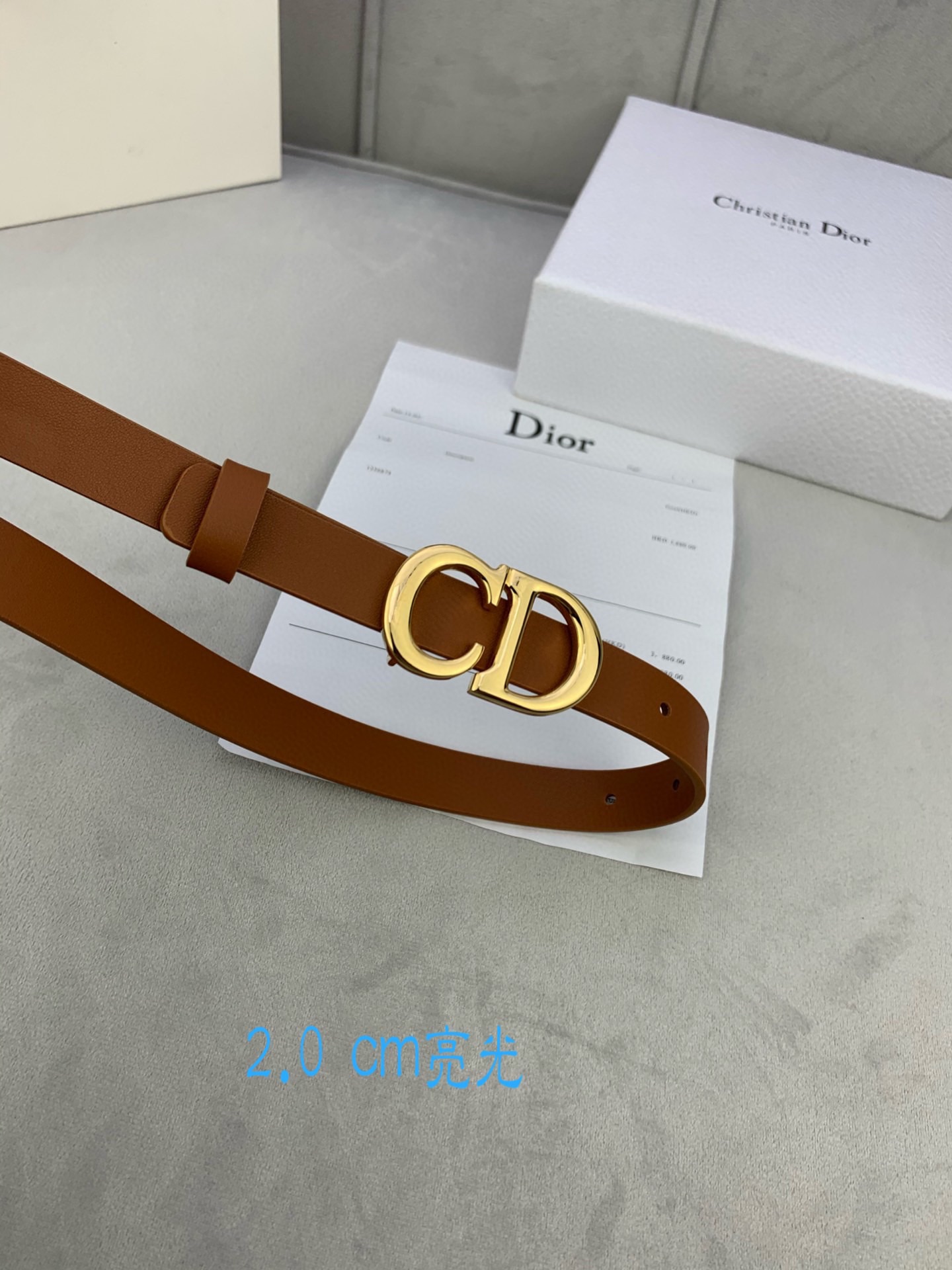 宽度2.0cmDior迪奧爆款平面無線帶身/Saddle进口小牛皮带身金属“CD”标志採用進口雙面頭層牛