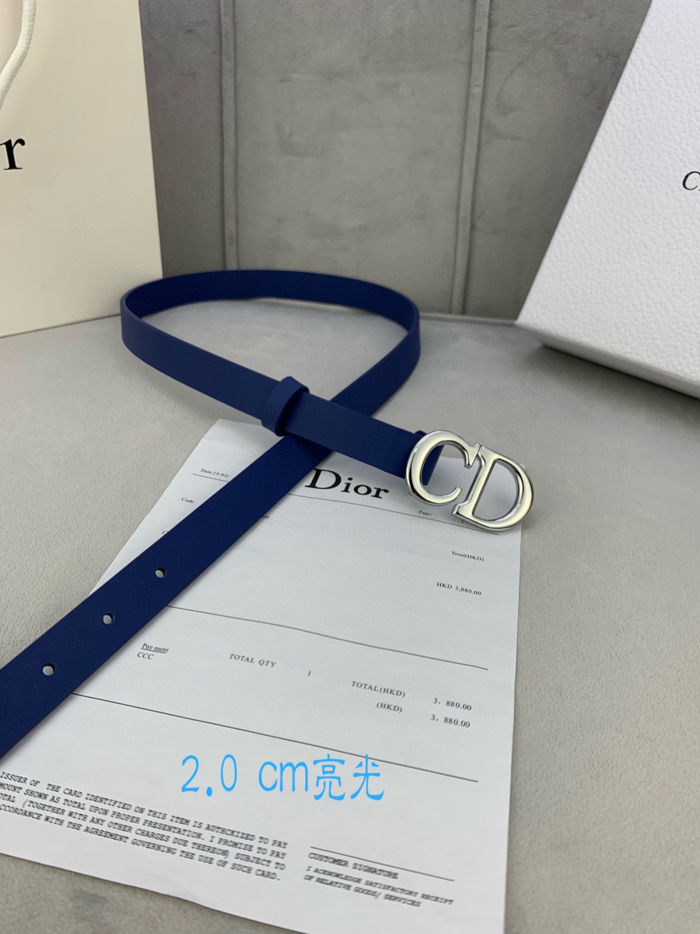 宽度2.0cmDior迪奧爆款平面無線帶身/Saddle进口小牛皮带身金属“CD”标志採用進口雙面頭層牛