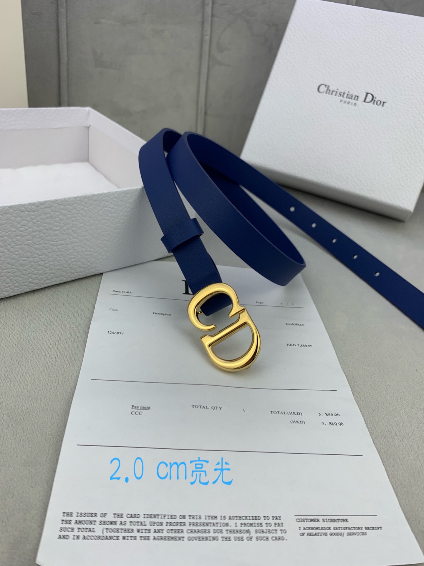 宽度2.0cmDior迪奧爆款平面無線帶身/Saddle进口小牛皮带身金属“CD”标志採用進口雙面頭層牛