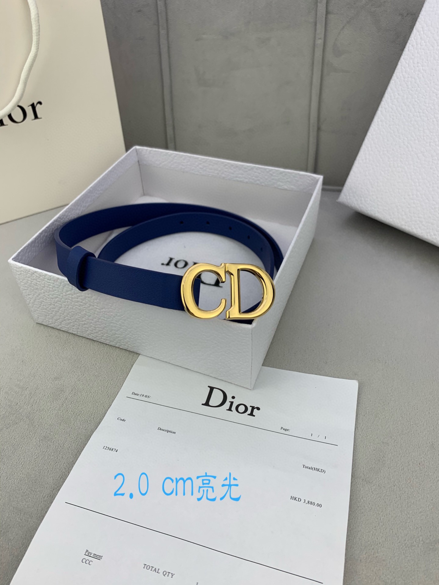 宽度2.0cmDior迪奧爆款平面無線帶身/Saddle进口小牛皮带身金属“CD”标志採用進口雙面頭層牛