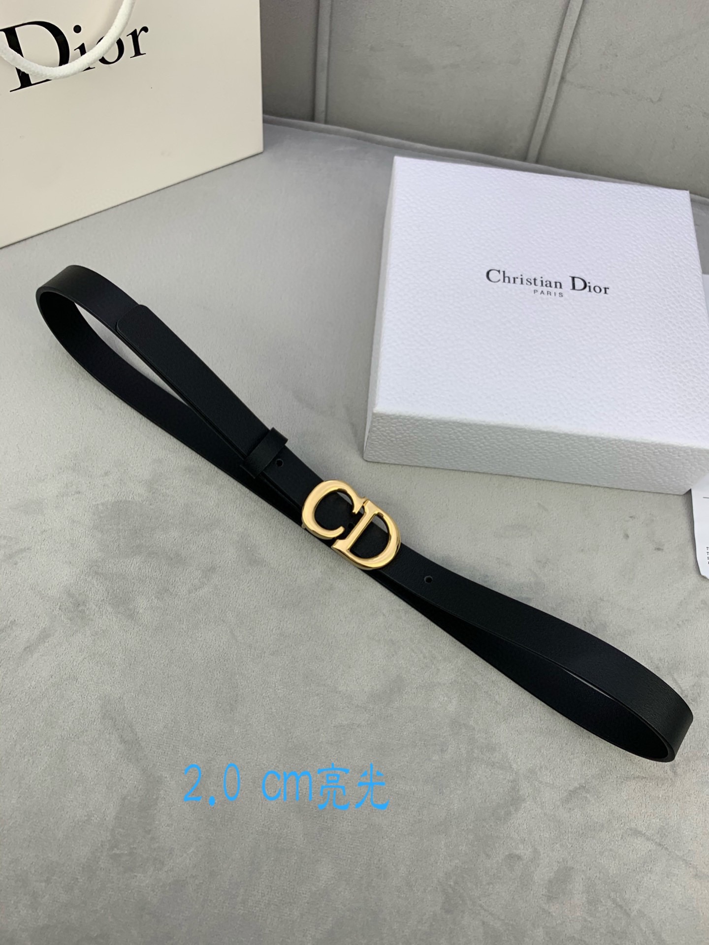 宽度2.0cmDior迪奧爆款平面無線帶身/Saddle进口小牛皮带身金属“CD”标志採用進口雙面頭層牛