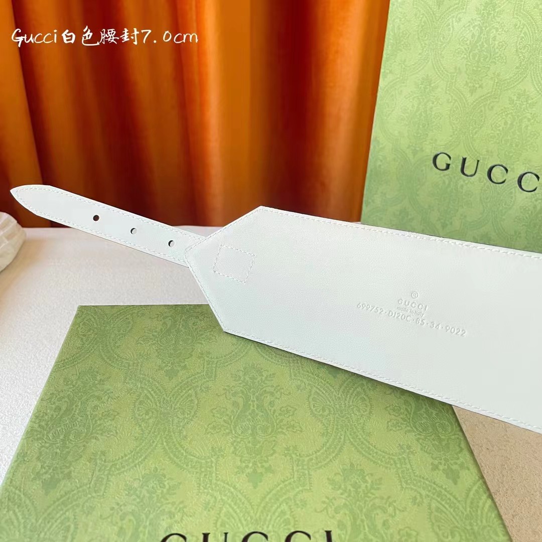 Gucci 经典款面进口原厂猪皮纹小牛皮 搭配原版平纹底  精品双G扣 宽7.0Cm  经典永不过时款 潮流百搭7.0宽