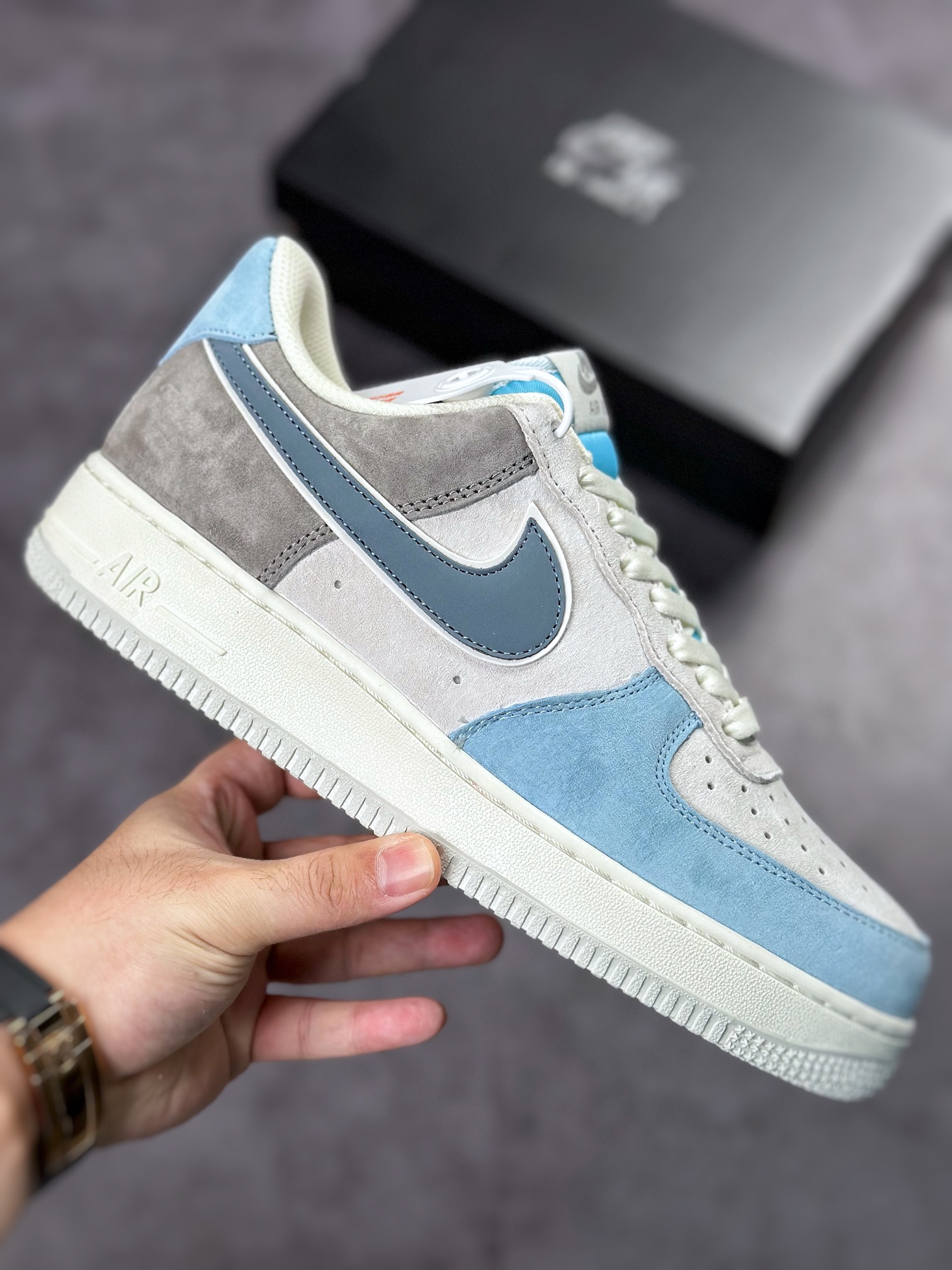 Nike Air Force 1 Low 07 Gray White Blue Suede LZ6699-523