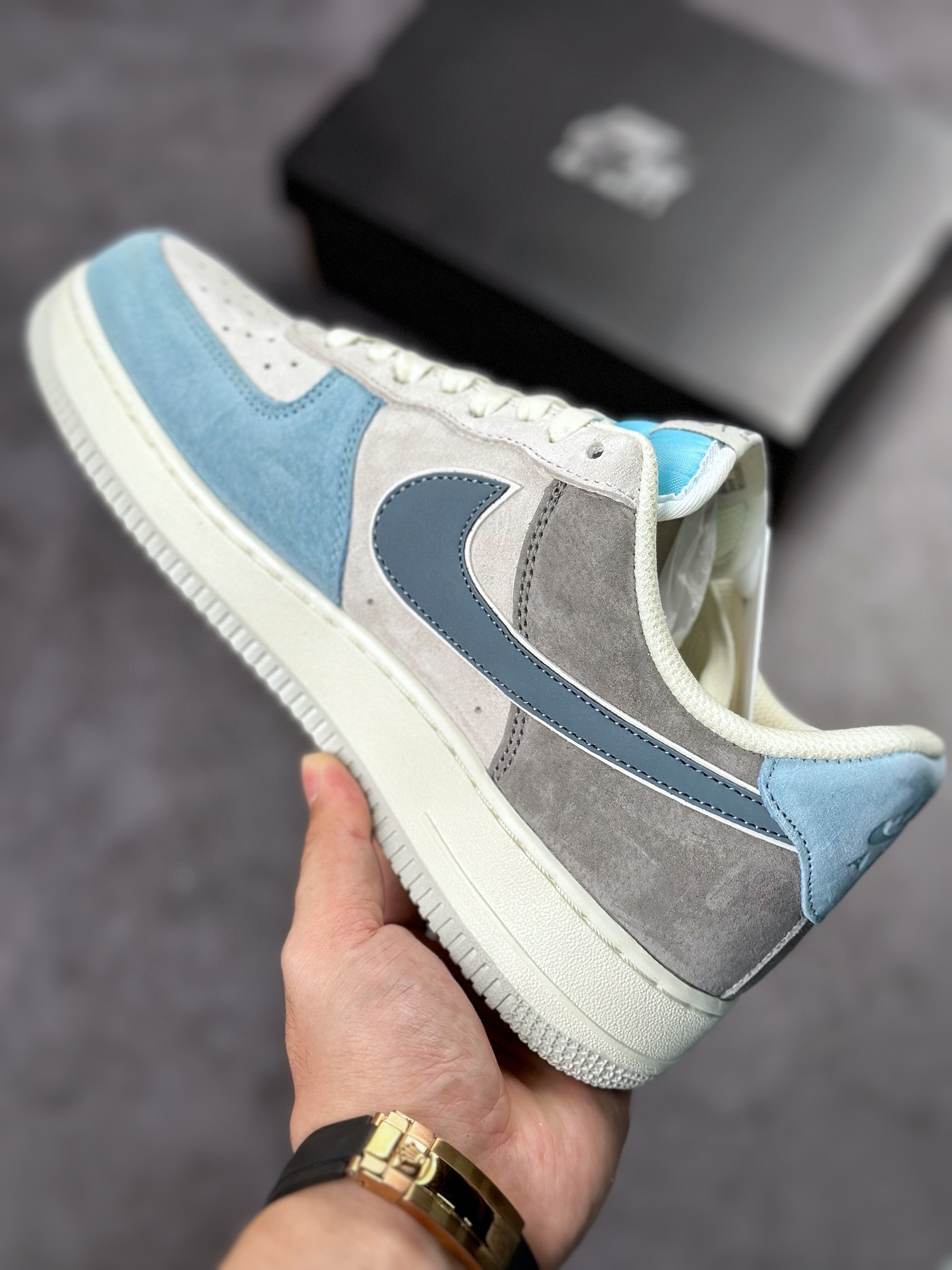 Nike Air Force 1 Low 07 Gray White Blue Suede LZ6699-523