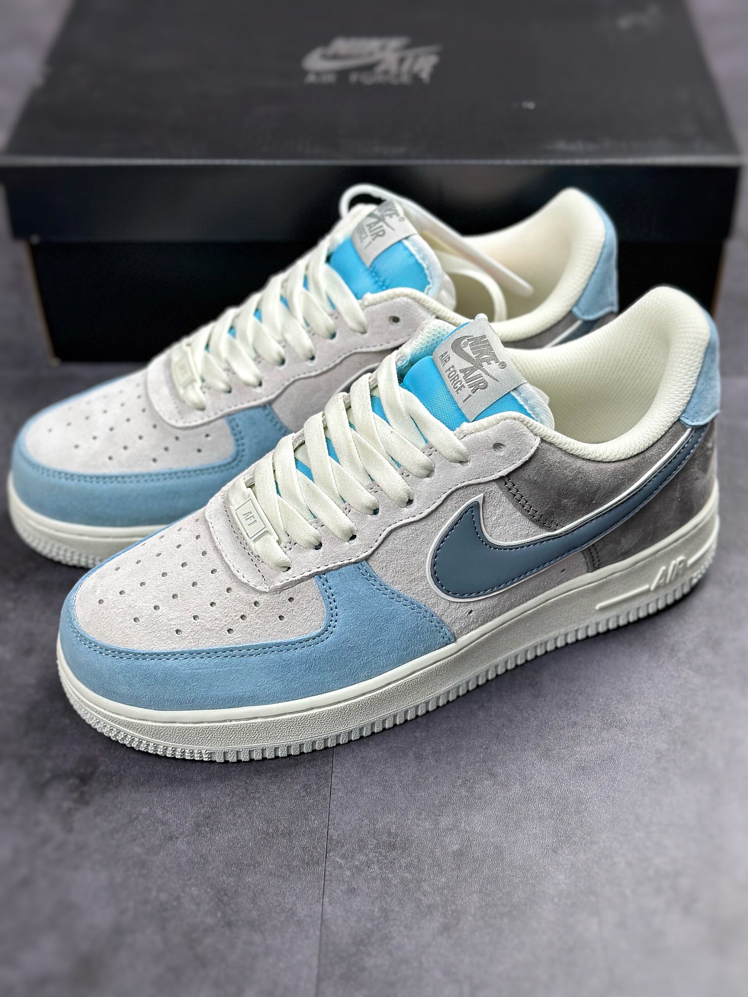 Nike Air Force 1 Low 07 Gray White Blue Suede LZ6699-523