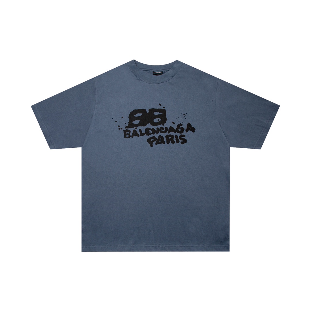 Balenciaga Clothing T-Shirt Best Designer Replica
 Blue Doodle Grey Printing Unisex Short Sleeve
