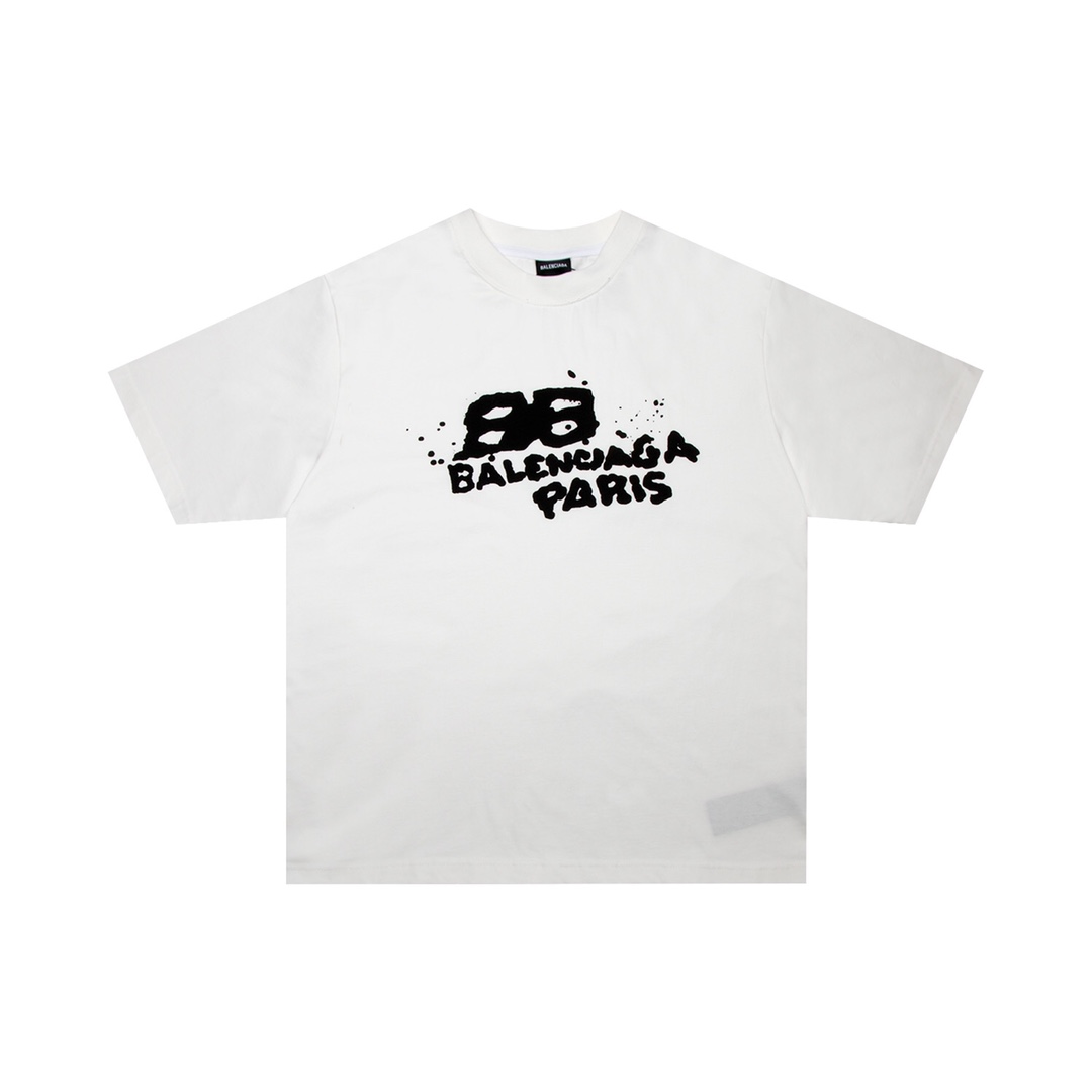 Top Grade Balenciaga Fashion
 Clothing T-Shirt Doodle White Printing Unisex Short Sleeve