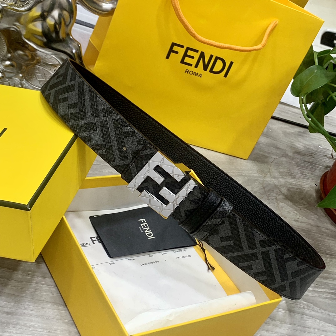FENDI芬迪专柜同款双环正反用腰带
