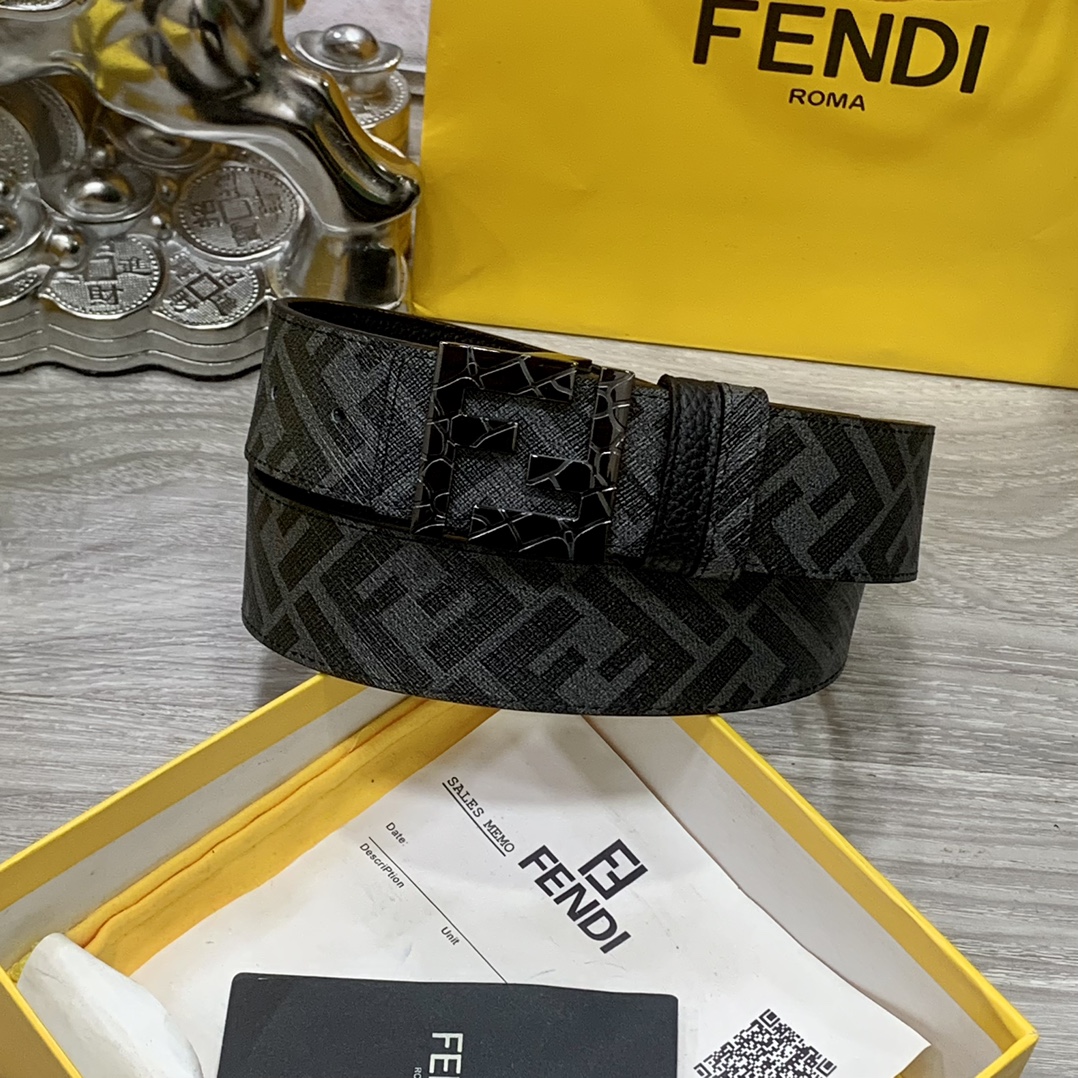 FENDI芬迪专柜同款双环正反用腰带