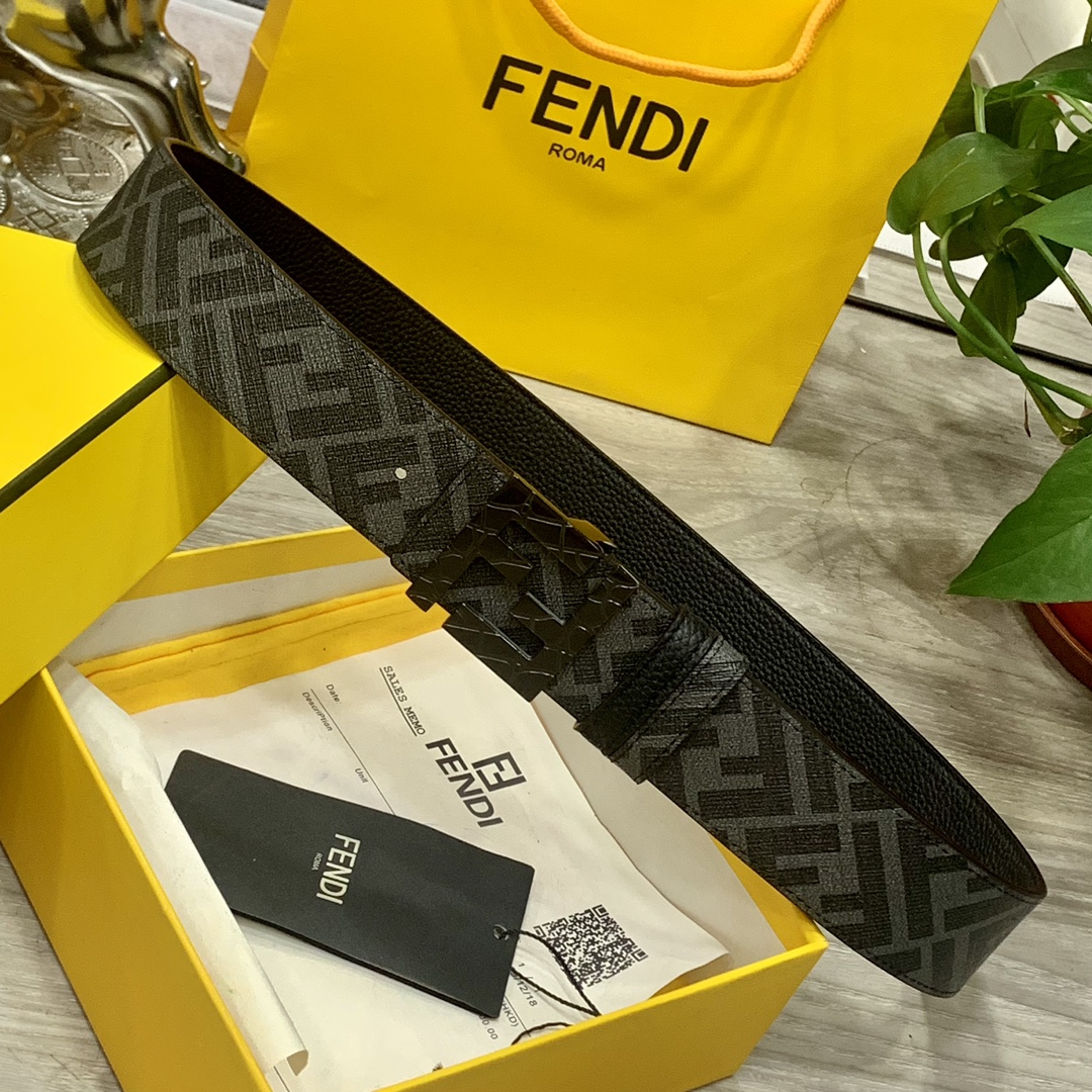 FENDI芬迪专柜同款双环正反用腰带