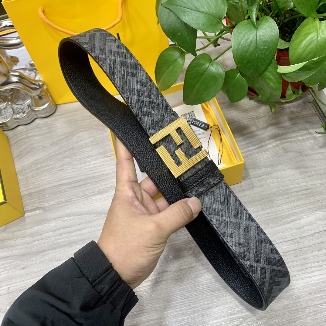 FENDI芬迪专柜同款双环正反用腰带