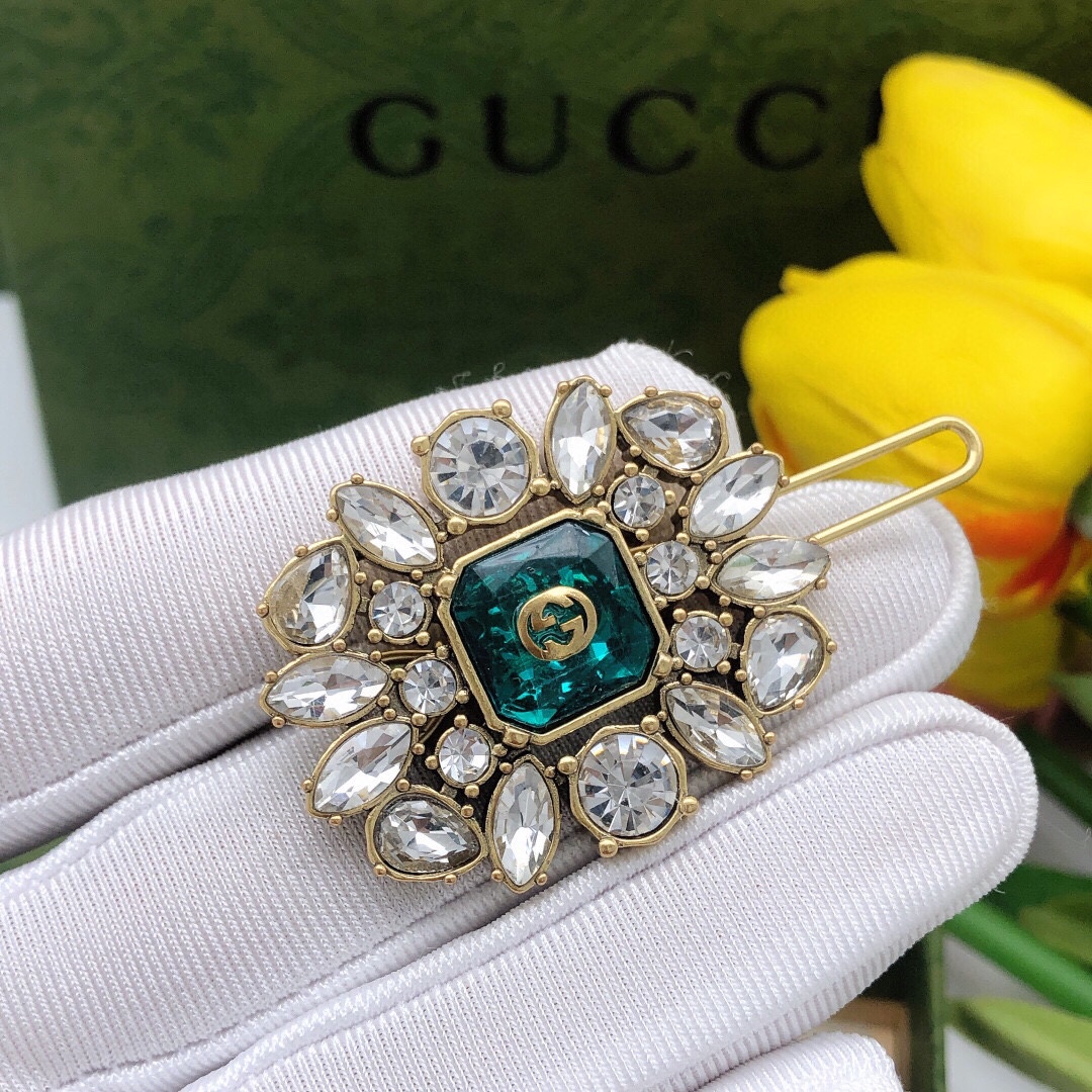 Número GFJ0002 Gucci nuevo estilo, horquilla de doble G en forma de ojo de caballo, diseño retro, estilo barroco