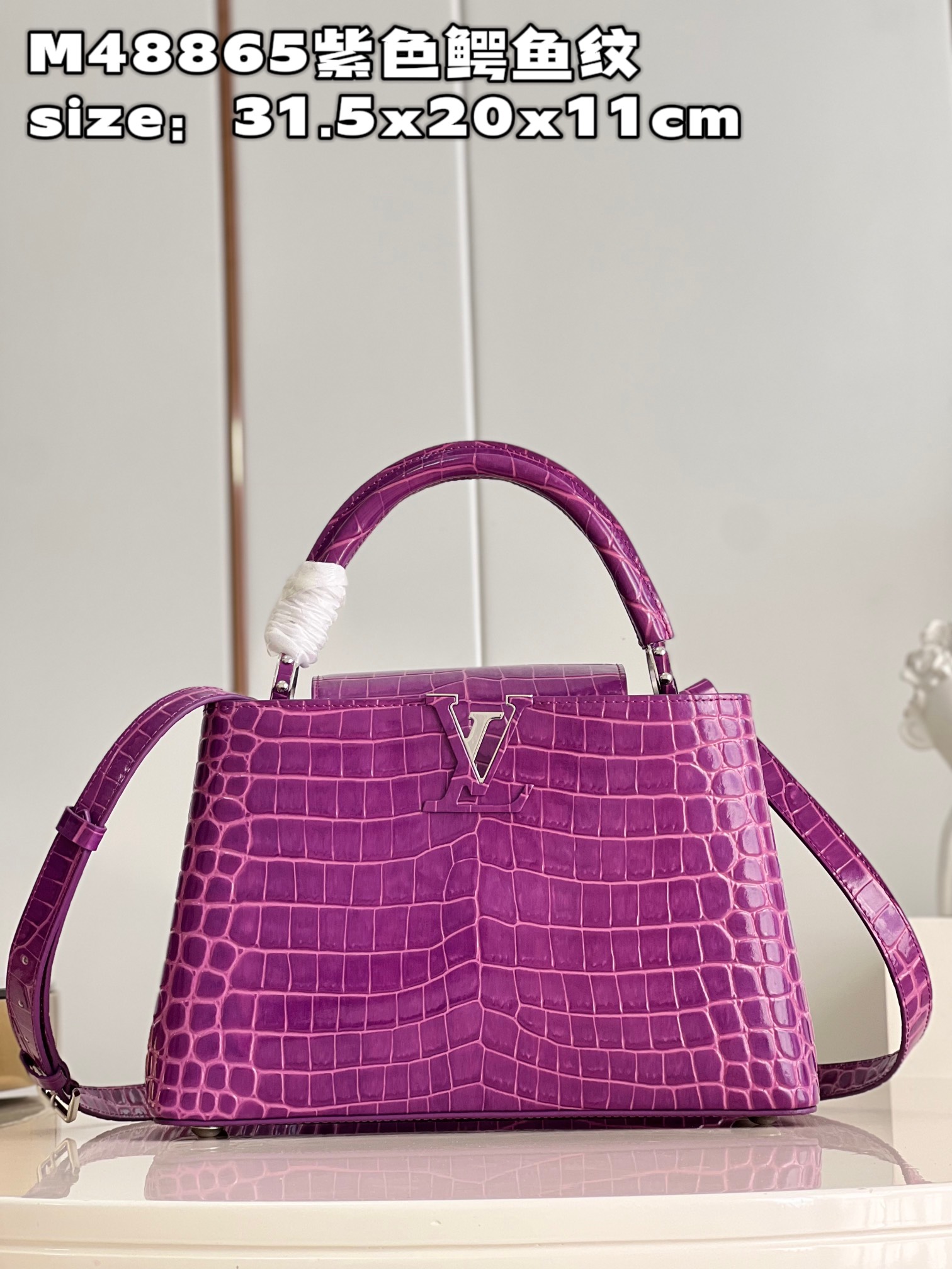 Louis Vuitton LV Capucines Bags Handbags Purple Crocodile Leather Goat Skin Sheepskin M48865