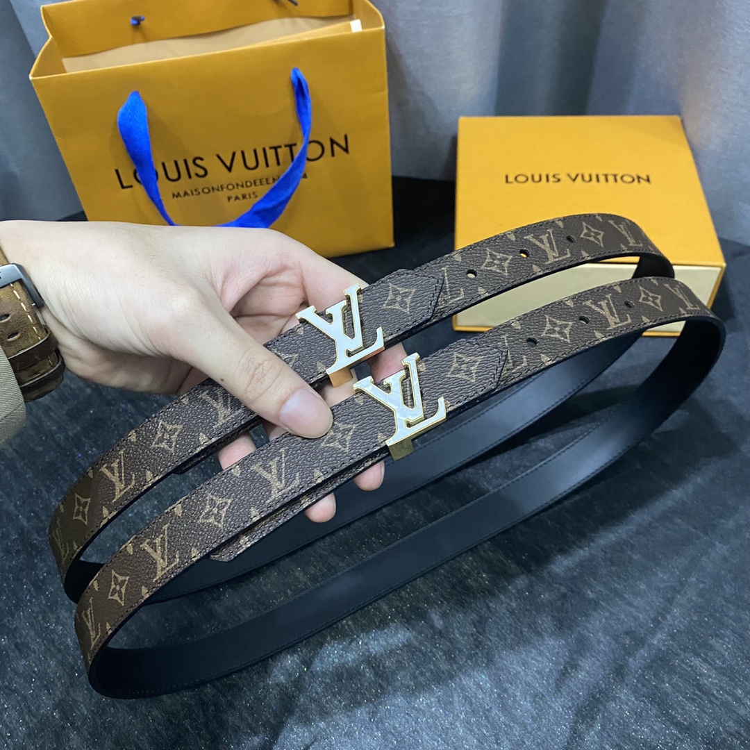 Louis Vuitton Belts Coffee Color Women Calfskin Cowhide