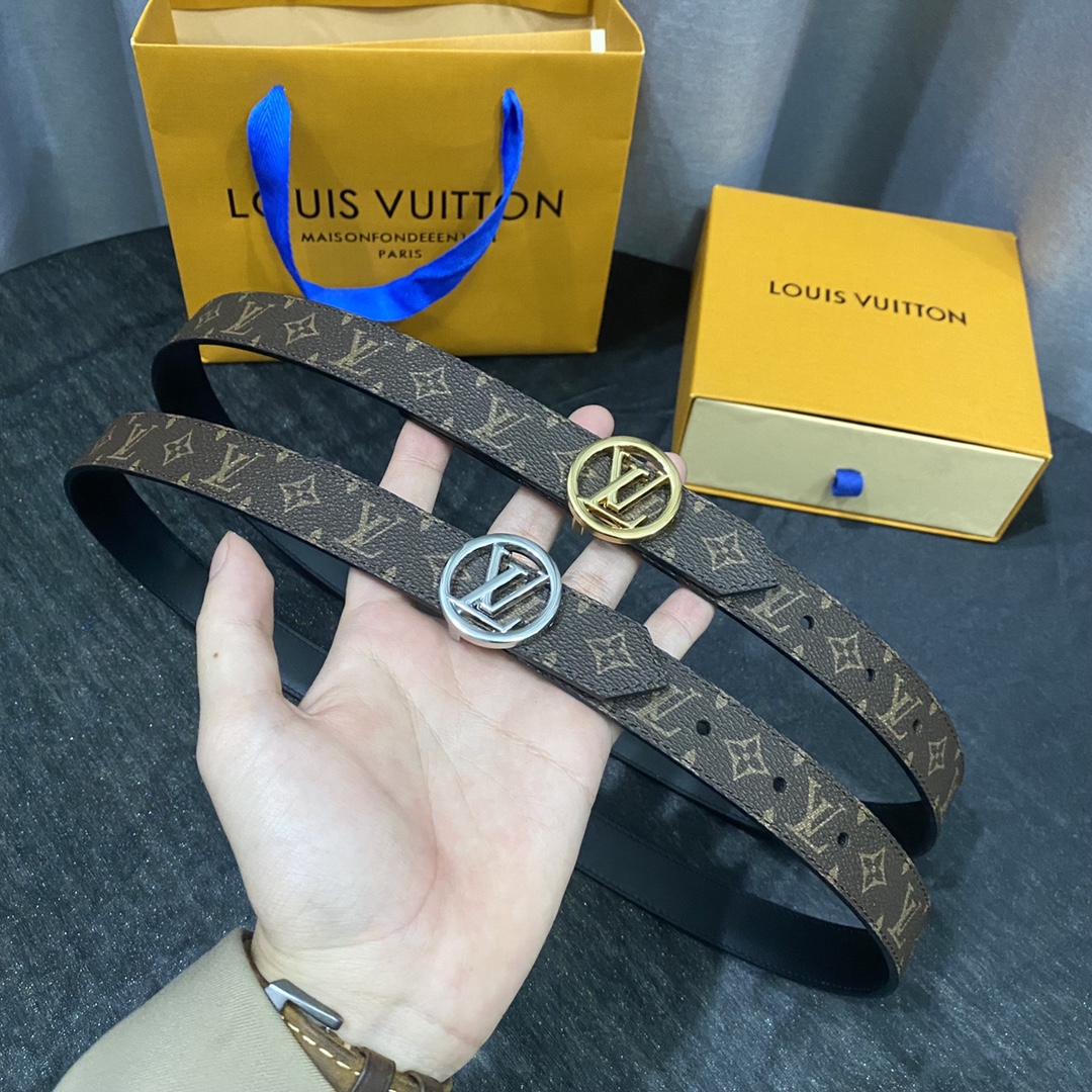 Louis Vuitton Belts Coffee Color Women Calfskin Cowhide