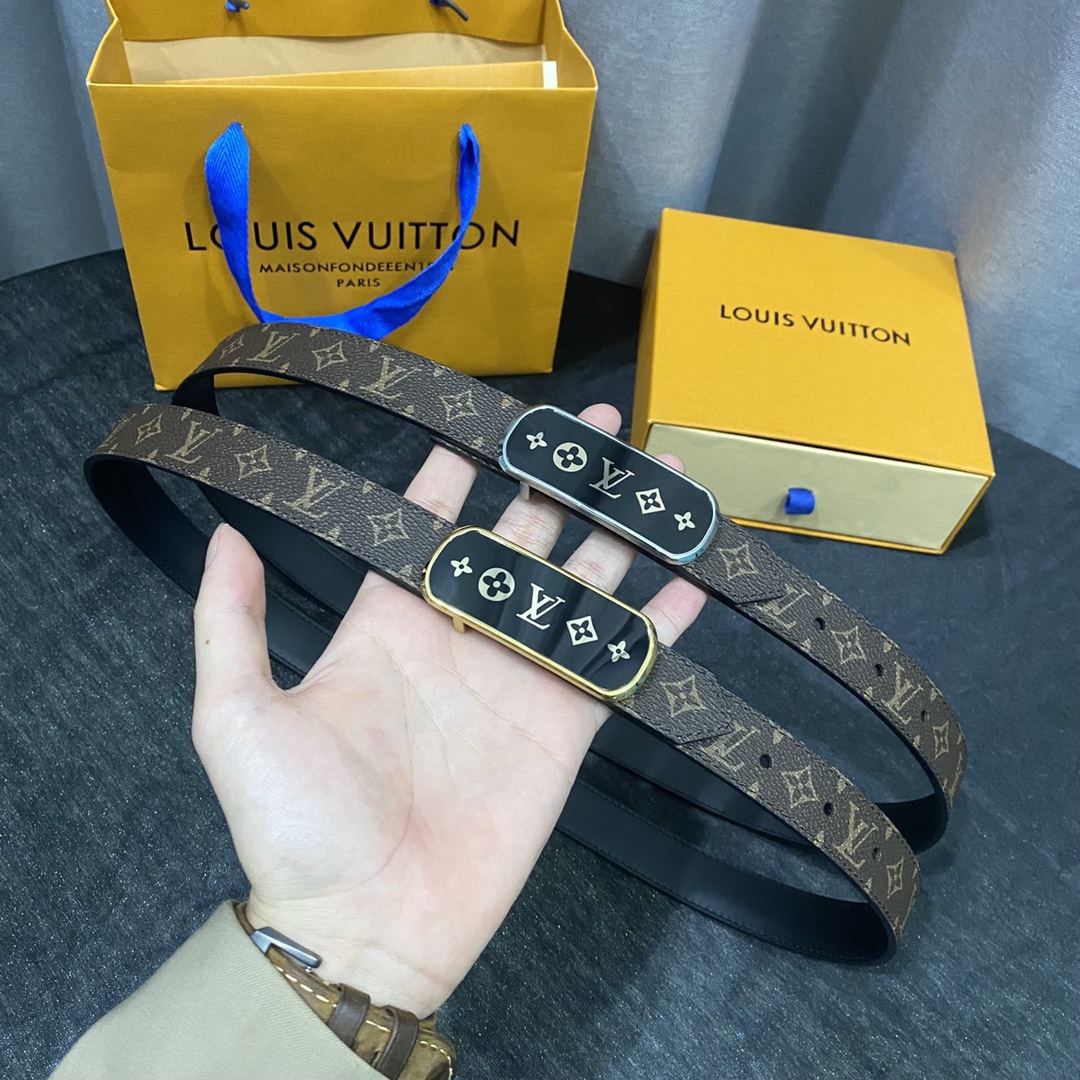 Louis Vuitton Belts Coffee Color Women Calfskin Cowhide