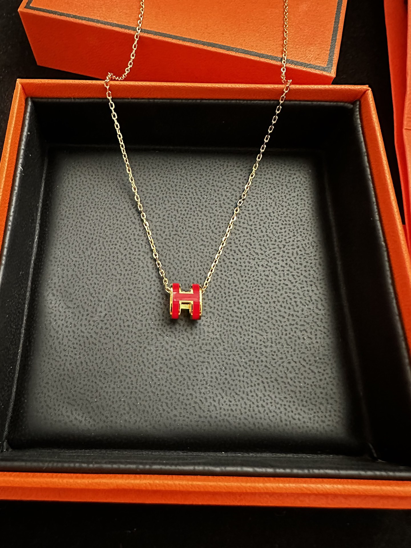 Hermes Jewelry Necklaces & Pendants Red Engraving Chains