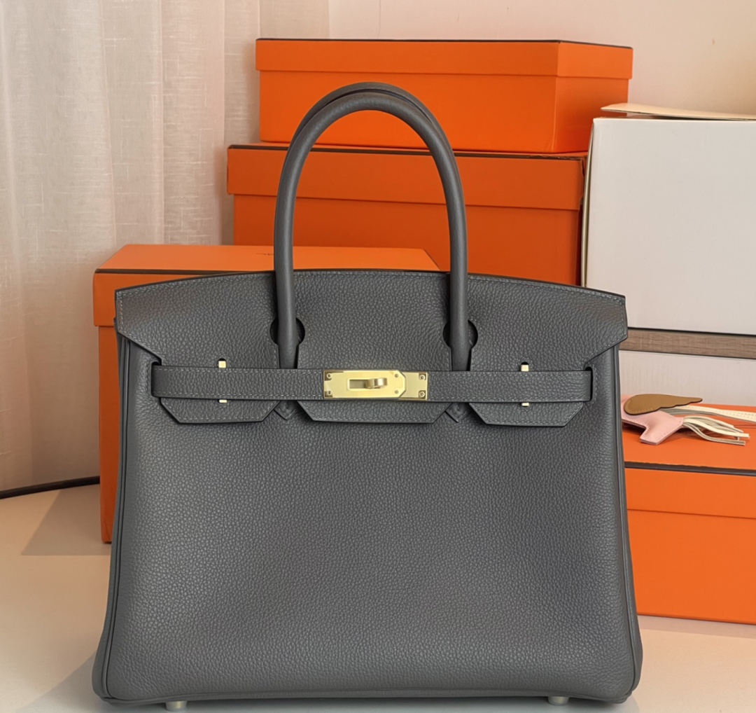 Buy the Best High Quality Replica
 Hermes Birkin Bags Handbags Grey Tin Gray Gold Hardware