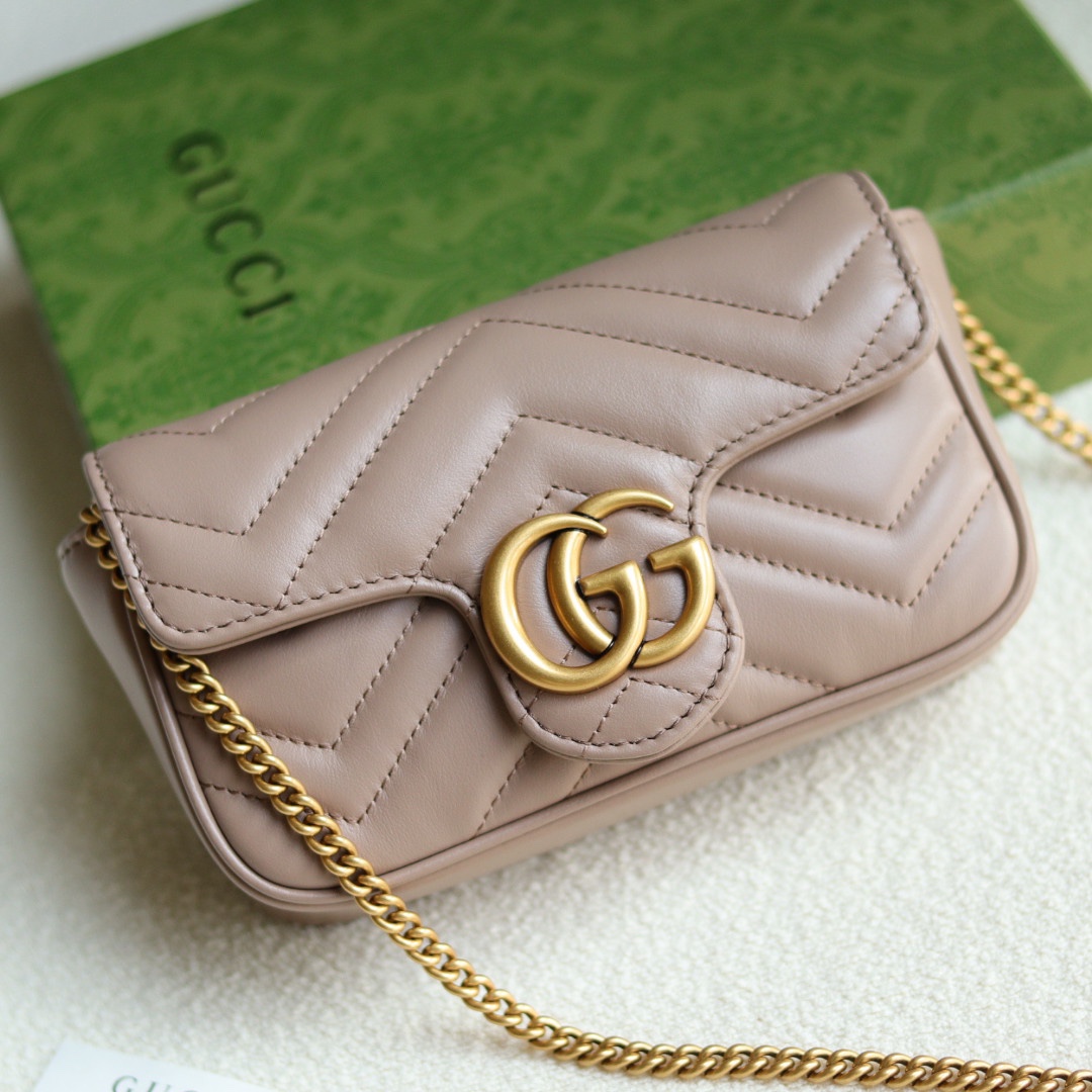 #476433 color té con leche, cuero original, bolso de cadena Marmont, 16.5 cm, detalles.