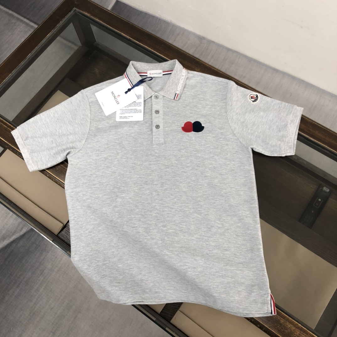 Moncler Clothing Polo T-Shirt Black Grey White Printing Cotton Mesh Cloth Short Sleeve