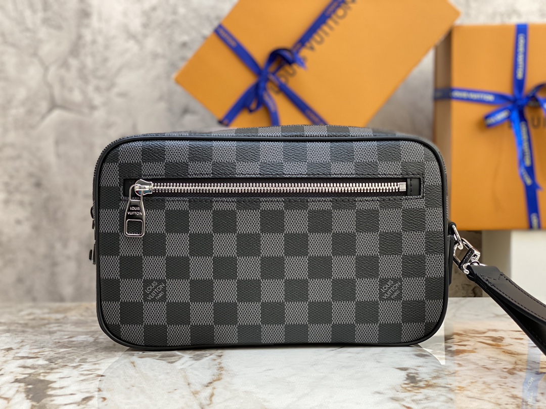 Top original factory N41664 black grid N41663 coffee grid M42838 black flower KASAI clutch bag The spacious zipper opening, abundant int
