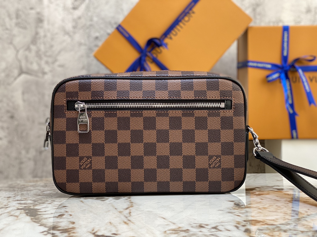 Top original factory N41664 black grid N41663 coffee grid M42838 black flower KASAI clutch bag The spacious zipper opening, abundant int