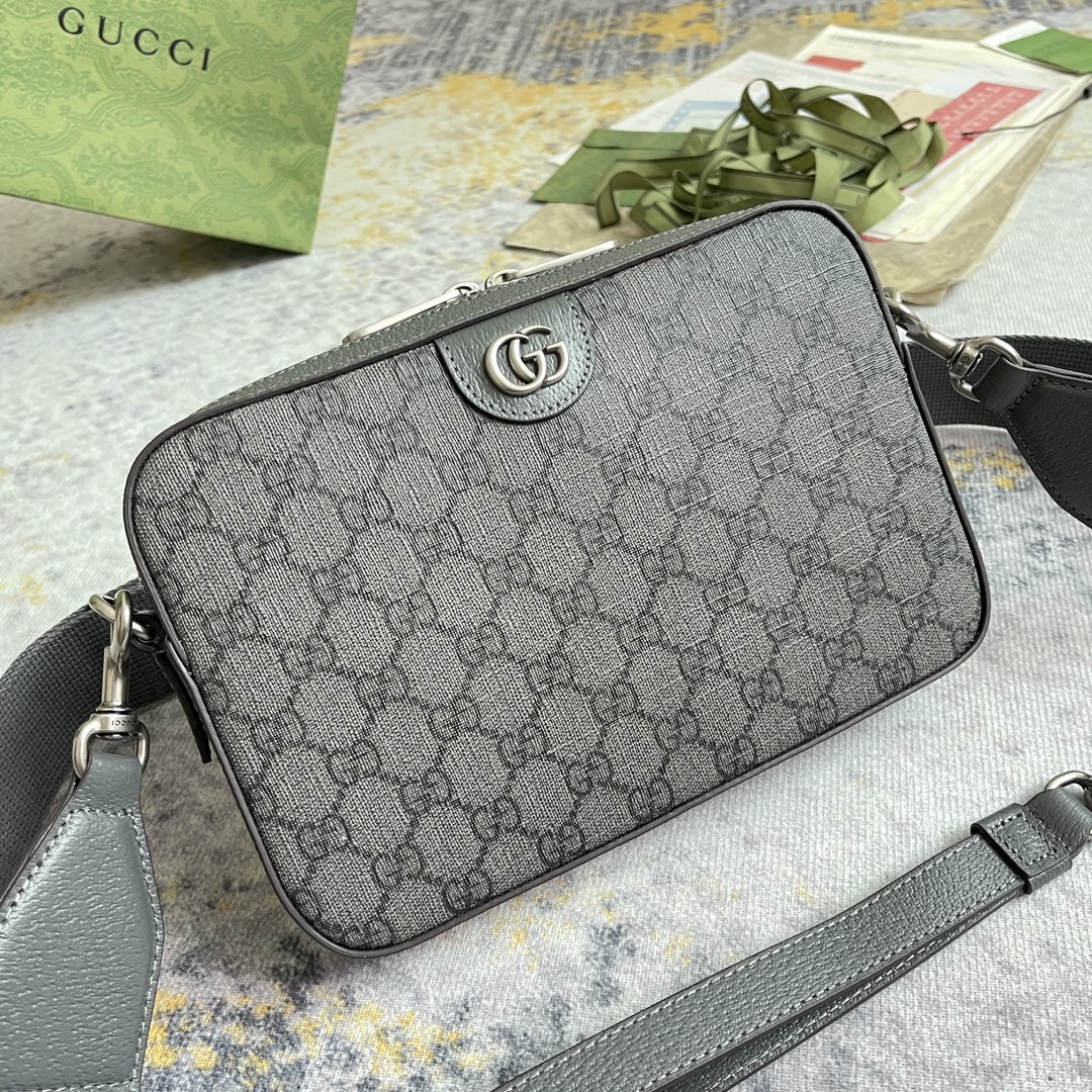 [發]390。  GUCCI新款专柜品质，顶级原单货，实物实拍！款号699439灰胶🎈🎈🎈尺寸：宽23.5X高16X侧宽4.5，🎉🎉🎉出货啦！