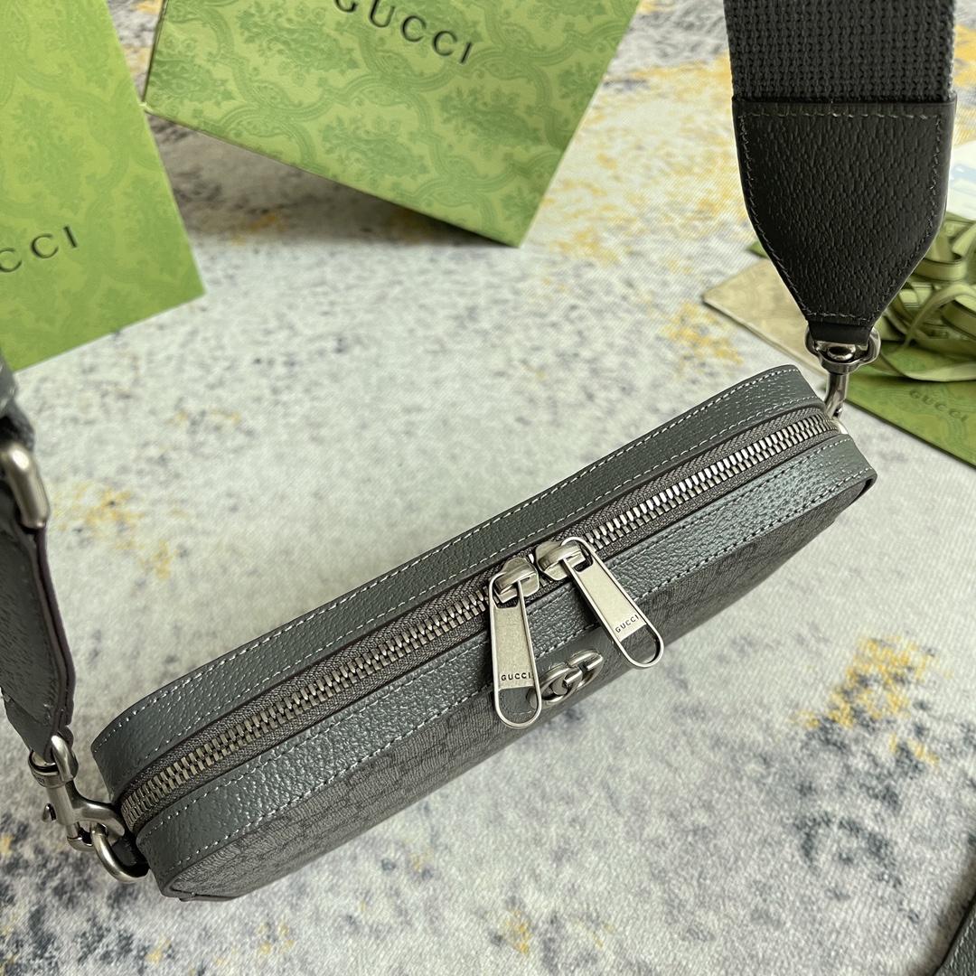[發]390。  GUCCI新款专柜品质，顶级原单货，实物实拍！款号699439灰胶🎈🎈🎈尺寸：宽23.5X高16X侧宽4.5，🎉🎉🎉出货啦！