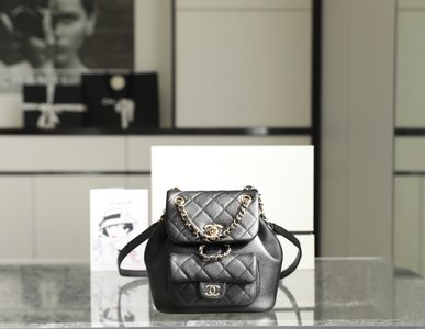 Chanel Bags Backpack Buying Replica Black All Steel Calfskin Cowhide Spring Collection Chains