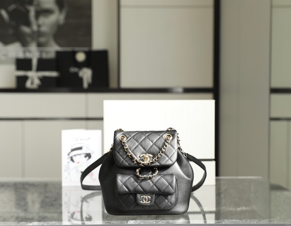 Chanel Bags Backpack Best Designer Replica Black All Steel Calfskin Cowhide Spring Collection Chains