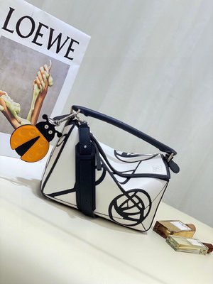 Loewe Puzzle Bags Handbags Black Rose Openwork Calfskin Cowhide