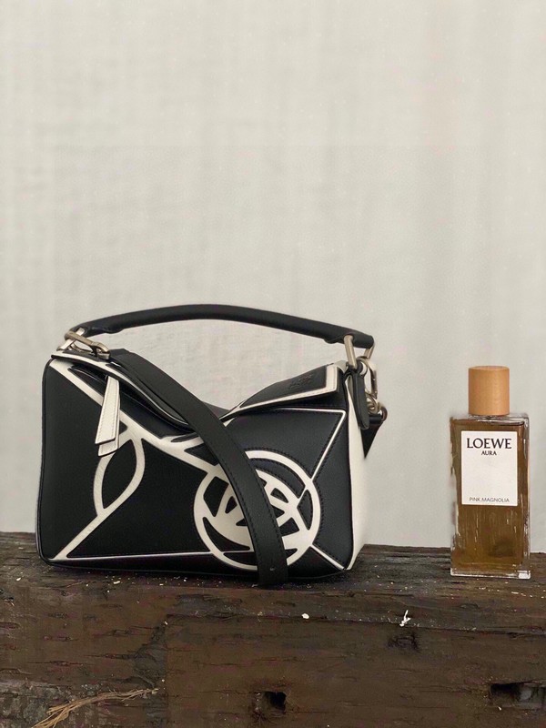 Loewe Puzzle Bags Handbags Replica For Cheap Black Rose Calfskin Cowhide