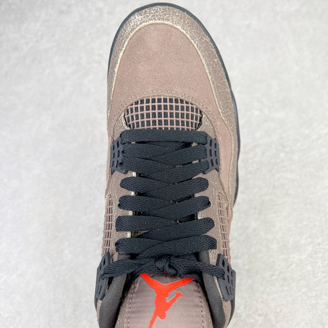 图片[4]-💰460 ＃GX Air Jordan AJ4 Retro 黑棕摩卡 DB0732-200 圈内最强四代 独家外贸特供尺码含 45.5 49.5 50.5 耗时半年巨作 全套原纸板楦头开发 原厂特供皮料加持 确保原汁原味 完美呈现四代版型 一比一鞋头弧度高度鞋身弧度 数据细节工艺流程均保持原鞋一致 原厂TPU网格鞋带扣 正确内里网布 菱角分明不变形无多余毛边 柔软性质感一致于原鞋 市场唯一原厂鞋扣模具 背面可见隐藏注塑口 原厂织唛标 原厂飞人电绣工艺 尾指中部跳三针 独家绑鞋带手法 印刷中底布 四线拉帮 米色美纹纸贴合固定 进口港宝加持 后跟自然饱满 全鞋荧光划线卡点 追求极致完美 每一双都是工艺品 多重QC质检 超越公司货的品控标准 实实在在的免检产品 尺码：40 40.5 41 42 42.5 43 44 44.5 45 45.5 46 47.5 48.5 49.5 50.5 编码：by5936030-运动鞋