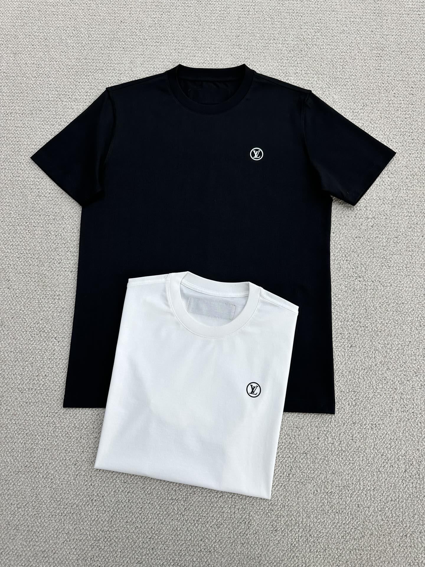 Louis Vuitton Clothing T-Shirt Black White Cotton Silica Gel