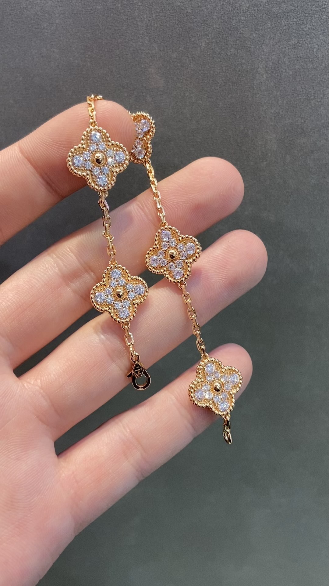 Van Cleef & Arpels vca满钻五花手链 玫金色