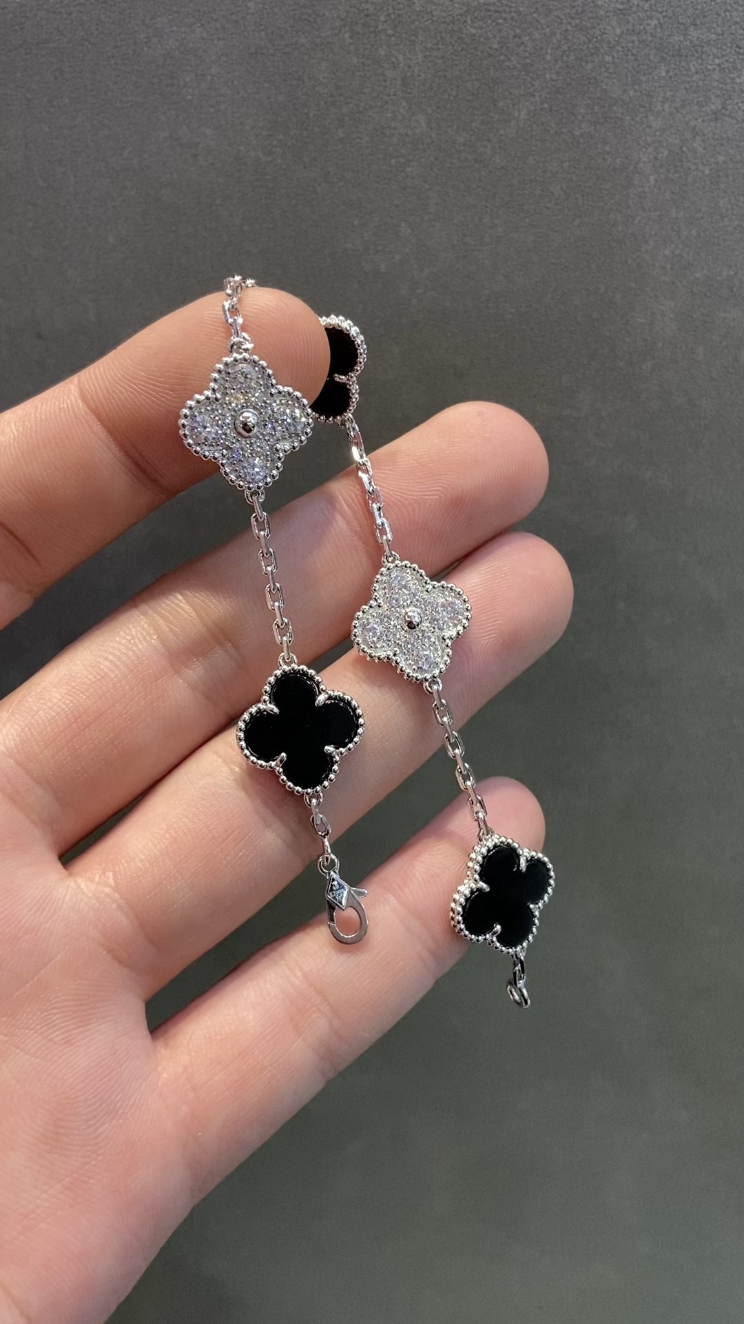 Van Cleef & Arpels vca银黑简钻五花手链